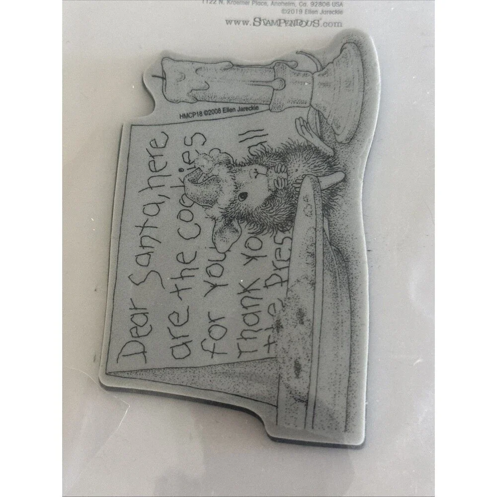 House Mouse Dear Santa Note Cling Rubber Stamp HMCP18 Christmas Cookies